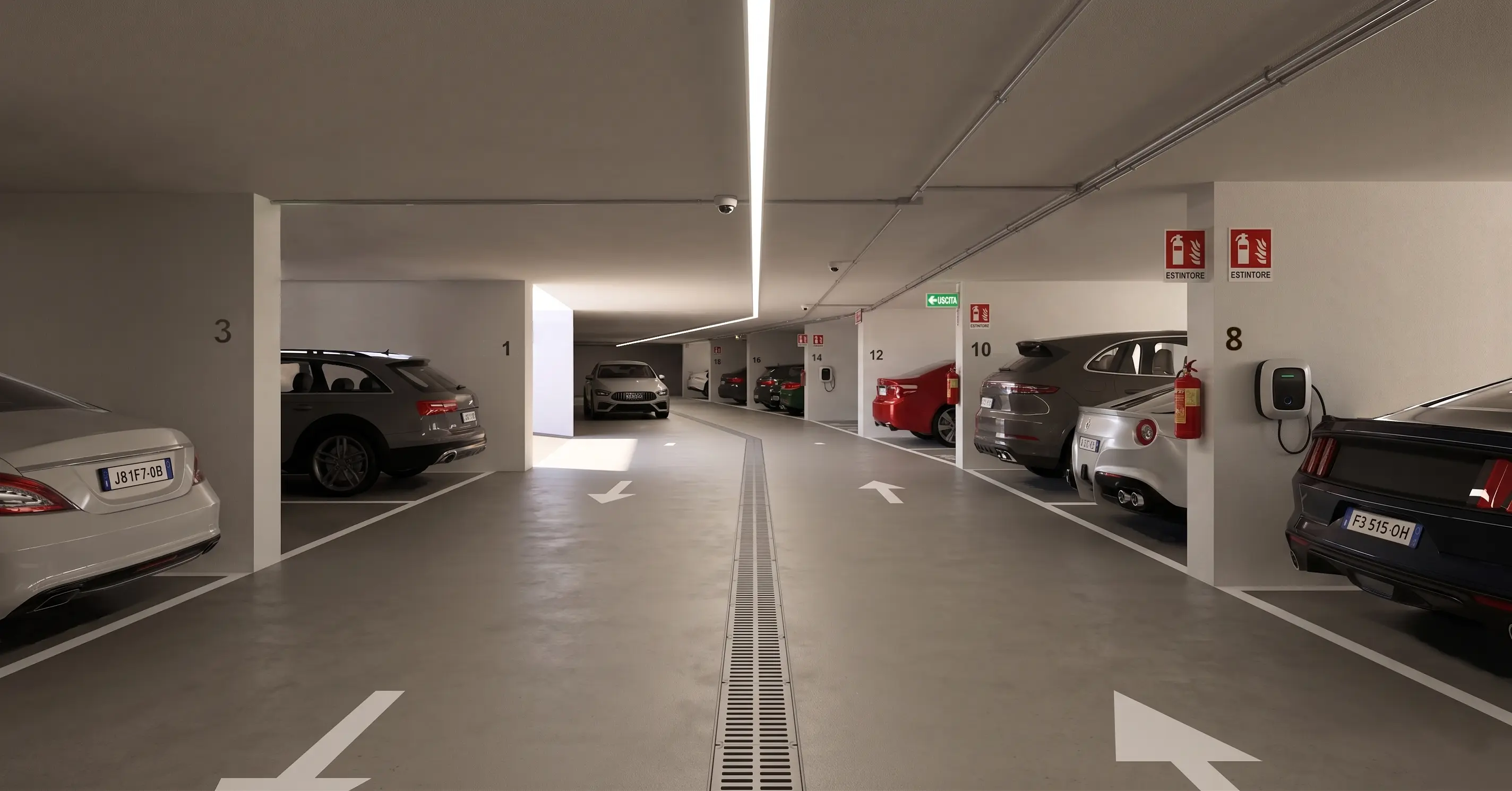 Autorimessa interrata con posti auto privati
