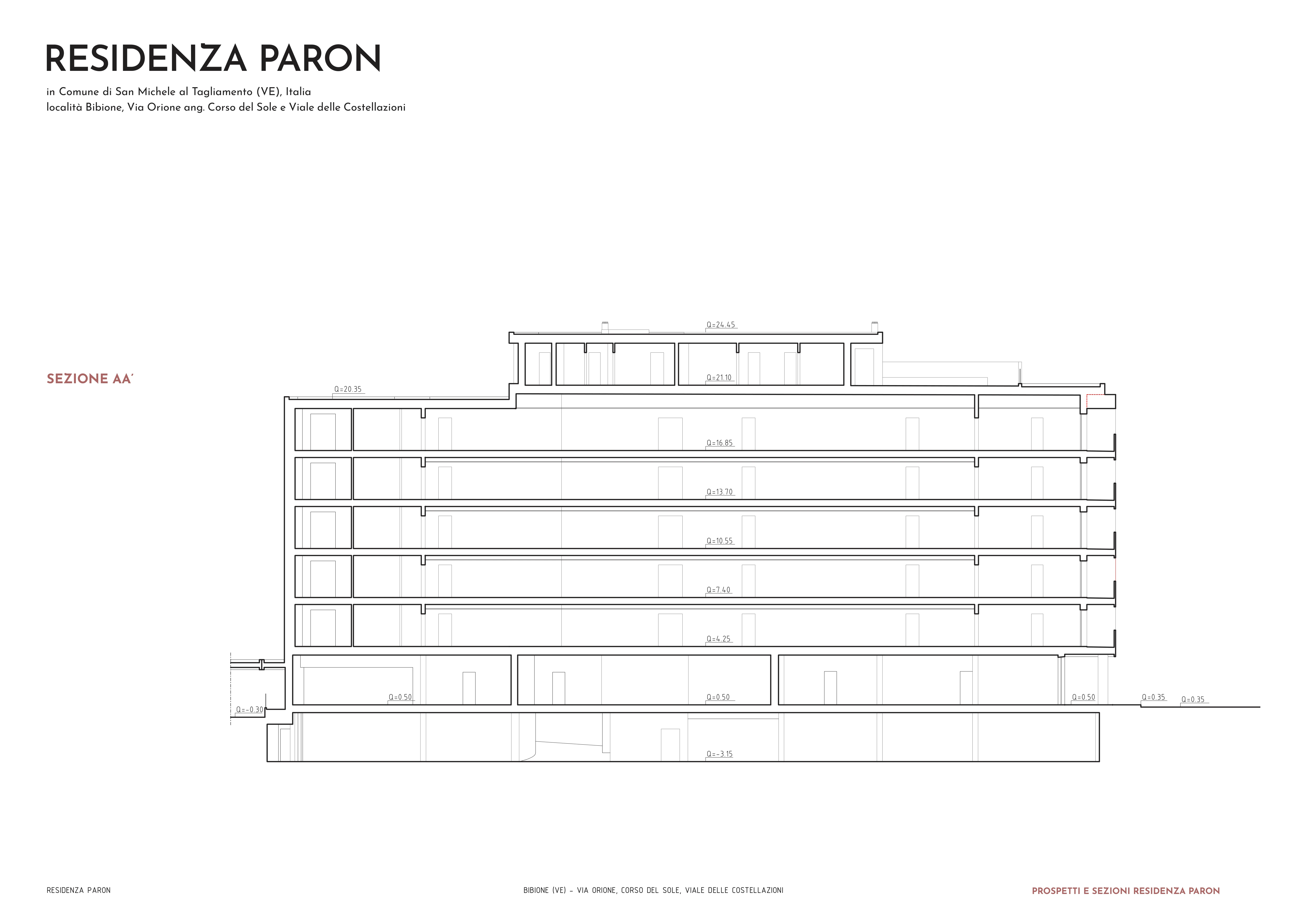 Sezione trasversale Residenza Paron