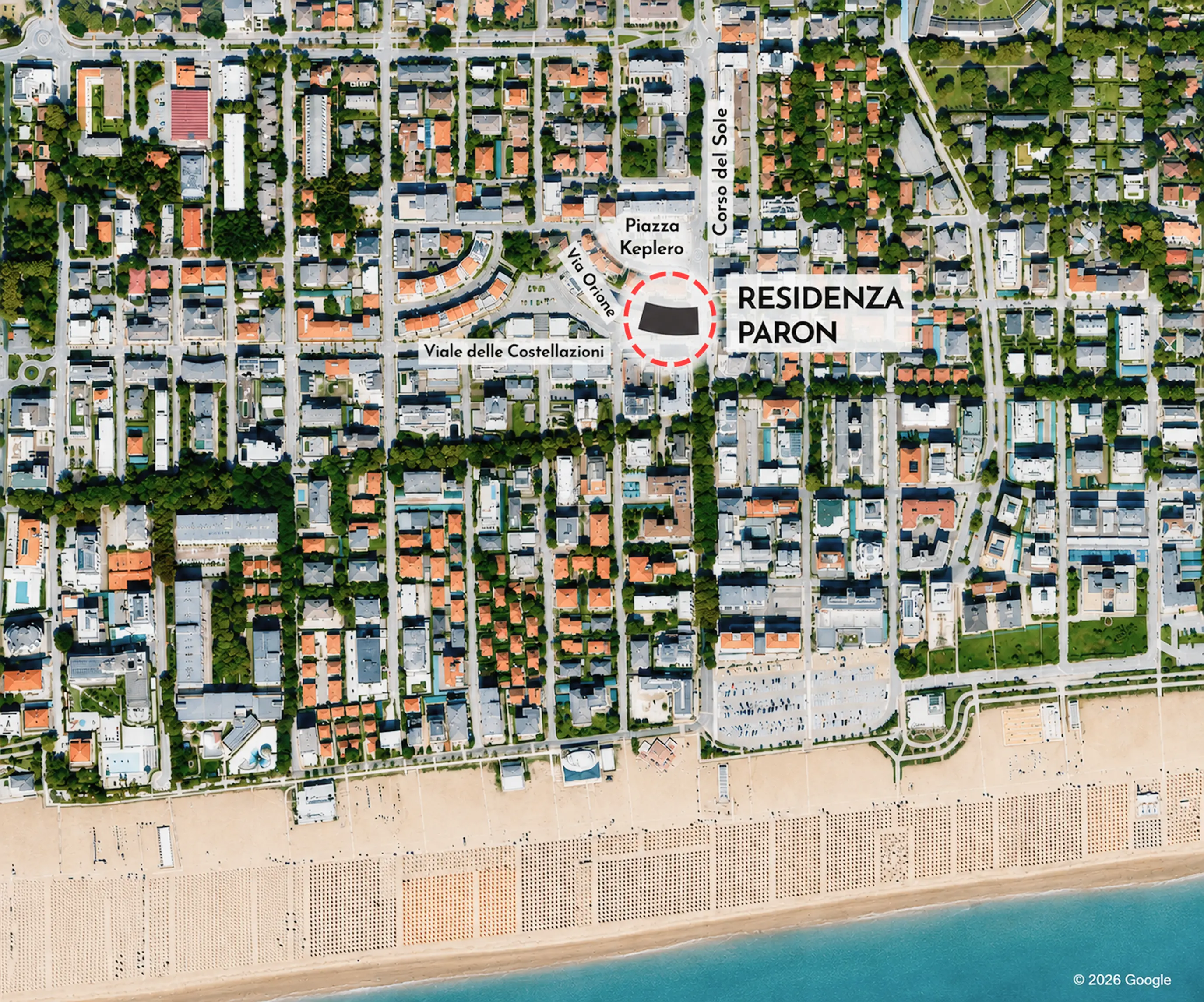 Mappa della posizione di Residenza Paron a Bibione